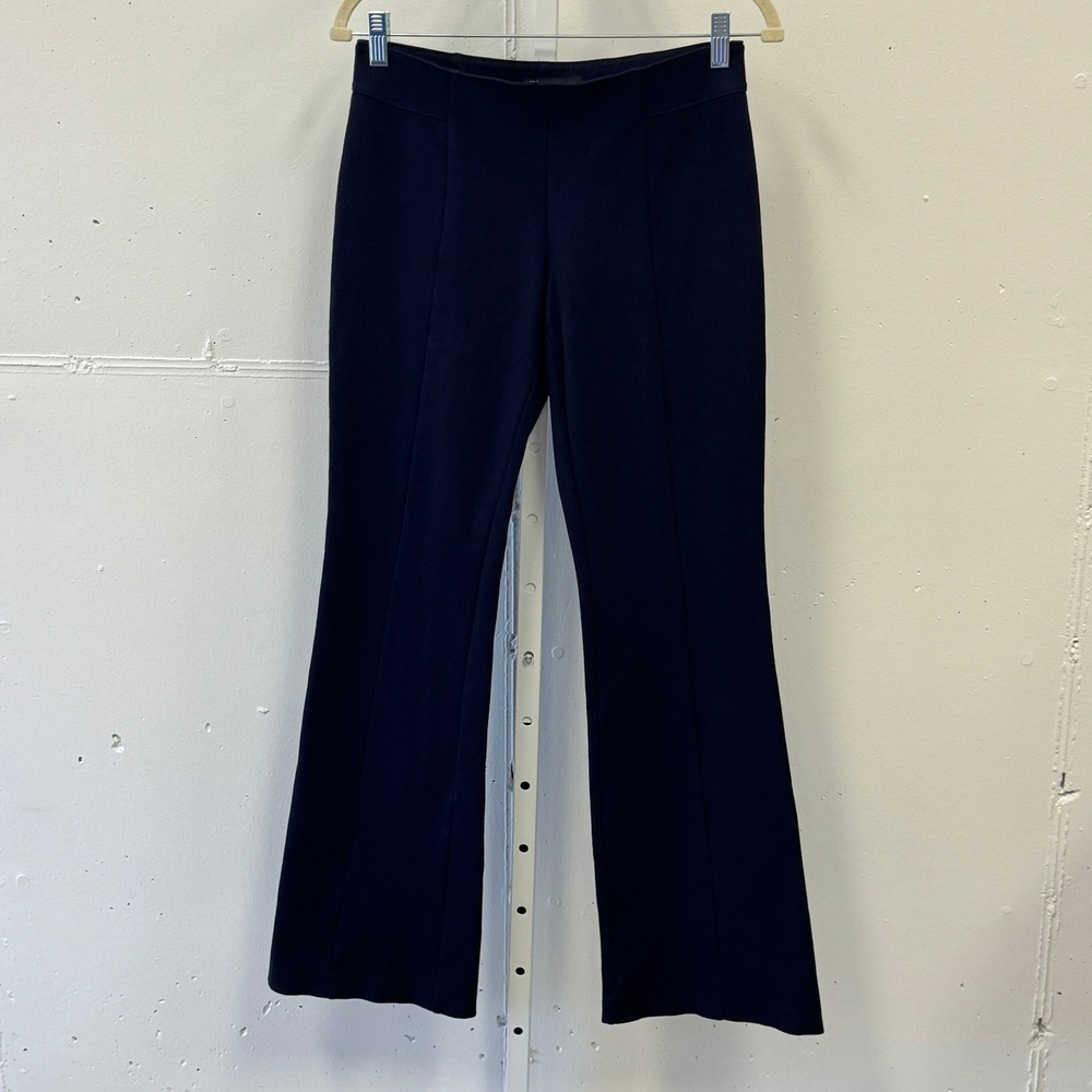 INC International Concepts Navy Blue Flare Leg Seamed Ponte Pants Size 4 Stretch